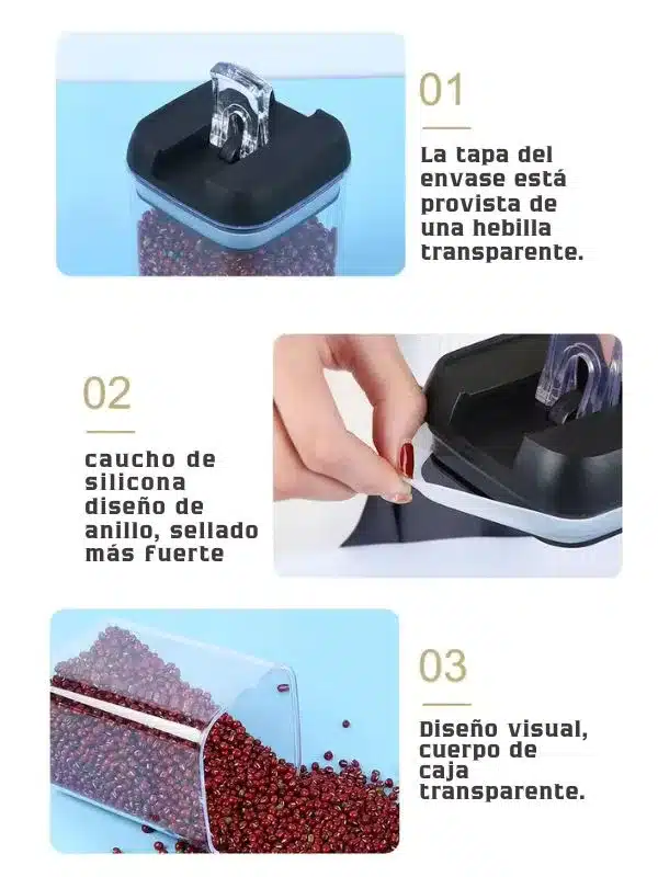 Set de Organizadores de Cocina Herméticos 7 Piezas con Etiquetas y Marcador Reutilizable