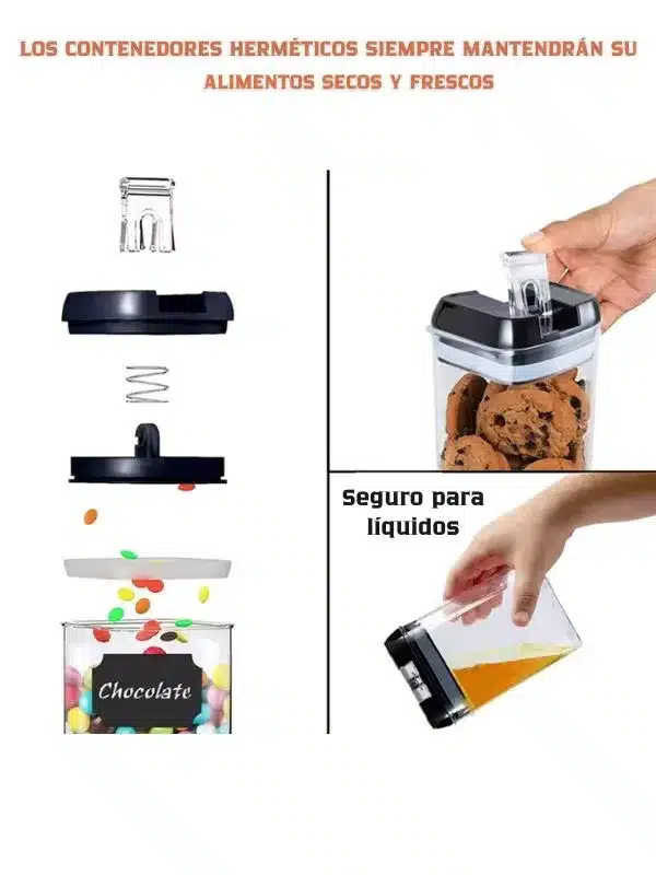 Set de Organizadores de Cocina Herméticos 7 Piezas con Etiquetas y Marcador Reutilizable