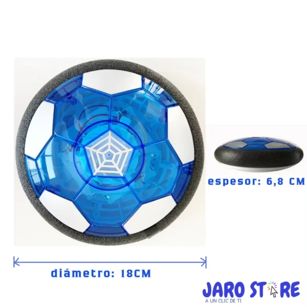 Diagrama de la pelota flotante con diámetro de 18 cm y altura aproximada de 6,8 cm.