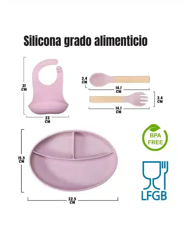 Set de 4 Platos de Silicona para Bebé – Grado Alimenticio y Libre de BPA