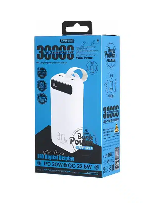Power bank carga rapida 20W de 30000 mAh