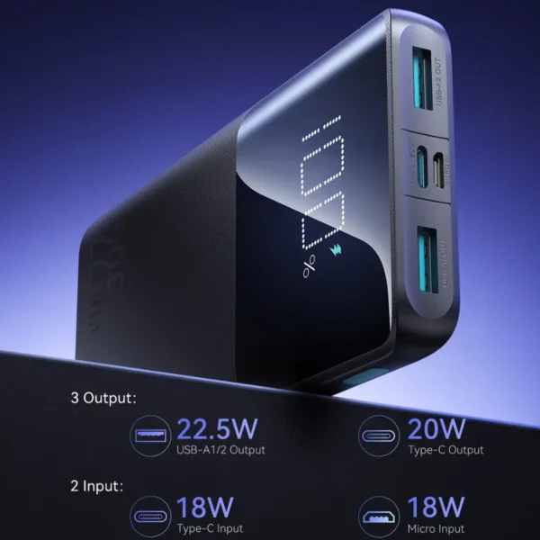 Power Bank Joyroom JR-QP191 con 3 salidas y 2 entradas de carga