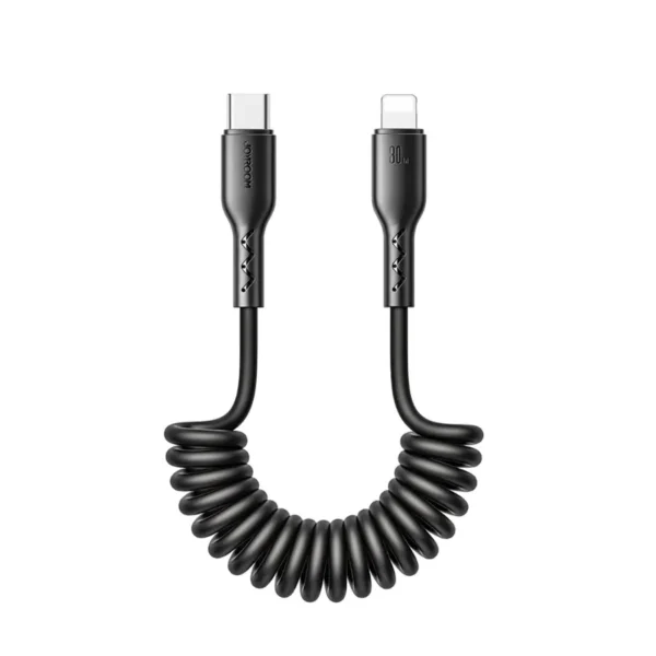 Cable iPhone Joyroom 30W retráctil negro enrollado