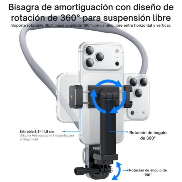 Pinza con rotación de 360° y base de 180° del soporte de cuello Yesido C334