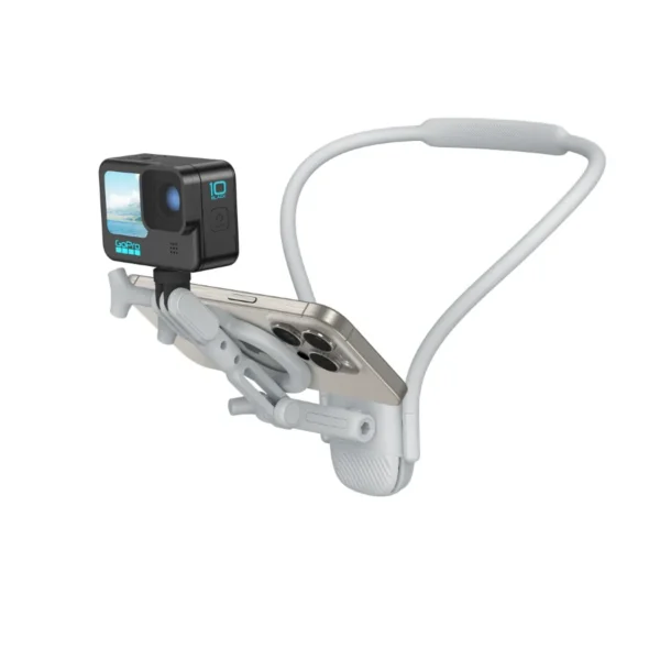 Soporte de cuello Yesido C332 con celular y cámara de acción tipo GoPro