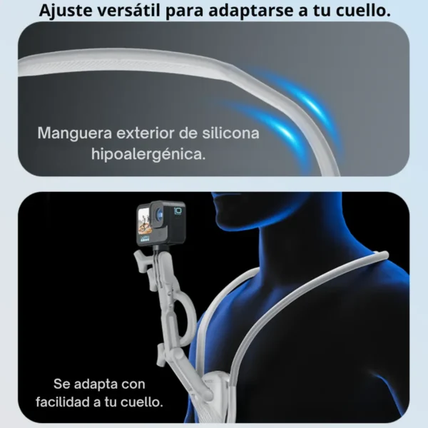 Soporte de cuello para celular con silicona hipoalergénica que se adapta al cuello