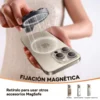 Soporte magnético retirado del celular y ejemplos de otros accesorios MagSafe.