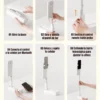 Guía de 6 pasos para armar el soporte para celular Usams ZB265: abrir la base, girar la luz, conectar el control y extender la barra