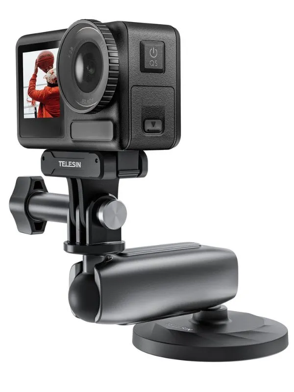 Soporte Magnético para creación de contenidos Telesin | Compatible con Celular, GoPro y Cámaras | Giro 360° y Base Antideslizante