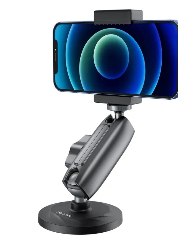 Soporte Magnético para creación de contenidos Telesin | Compatible con Celular, GoPro y Cámaras | Giro 360° y Base Antideslizante