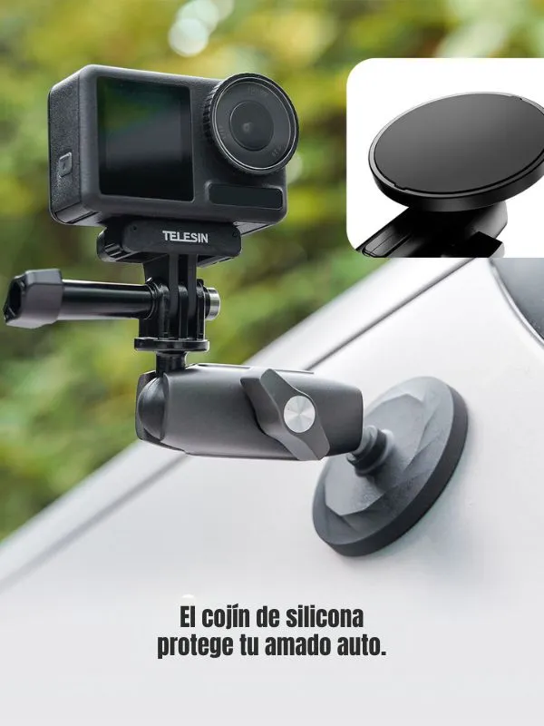 Soporte Magnético para creación de contenidos Telesin | Compatible con Celular, GoPro y Cámaras | Giro 360° y Base Antideslizante