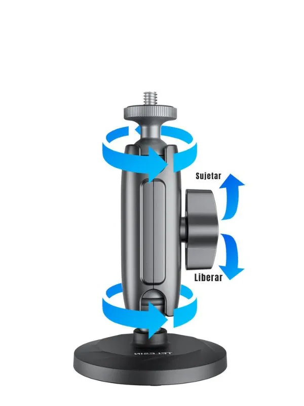 Soporte Magnético para creación de contenidos Telesin | Compatible con Celular, GoPro y Cámaras | Giro 360° y Base Antideslizante
