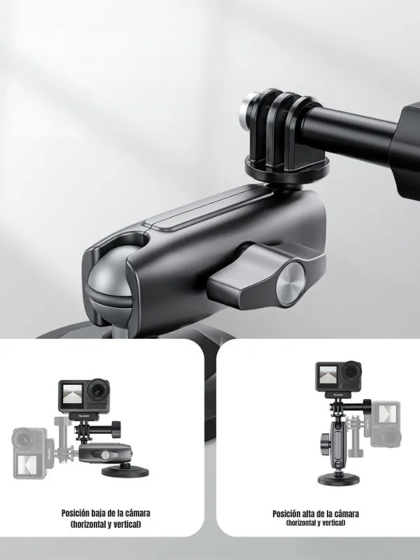 Soporte Magnético para creación de contenidos Telesin | Compatible con Celular, GoPro y Cámaras | Giro 360° y Base Antideslizante
