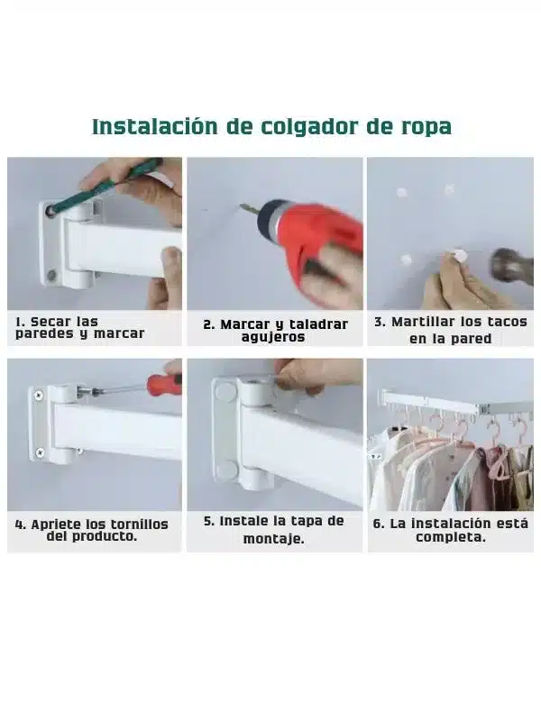 Tendedero colgador de ropa Yafeibathroom 7120 – Plegable y Desmontable de Acero de Carbono