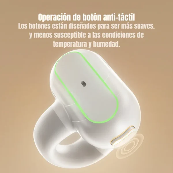 Audífonos Toocki TQ-EJ07 Bluetooth 5.3 puestos en la oreja