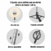 Características del trípode para selfies Usams ZB241: aro de luz, trípode estable, altura ajustable y diseño compacto