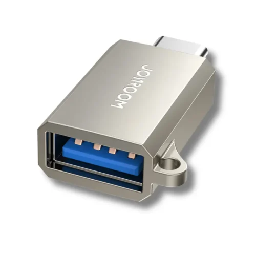 Adaptador OTG Joyroom tipo C a USB 3.0 de aleación de aluminio, vista principal sobre fondo blanco