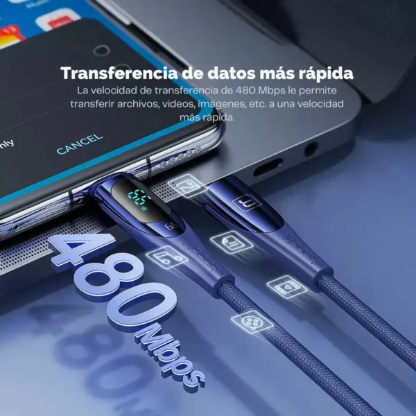 Cable Toocki USB-A a Type-C 66W transmisión de datos 480Mbps