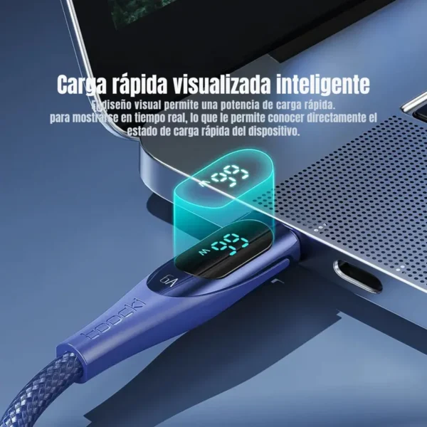 Cable Toocki USB-A a Type-C 66W indicador de carga visualizada