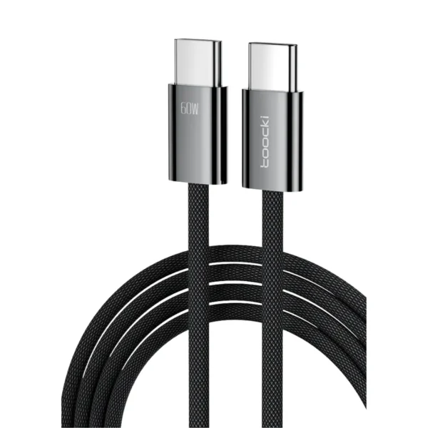 Cable Toocki Type-C a Type-C 60W ultradelgado color negro