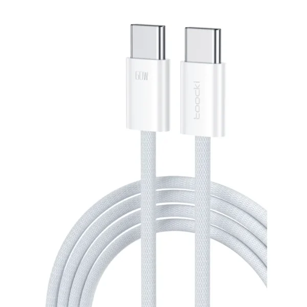 Cable Toocki Type-C a Type-C 60W ultradelgado color blanco