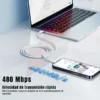 Cable Toocki Type-C a Type-C 60W transmisión de datos 480Mbps