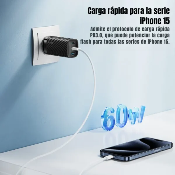 Cable Toocki Type-C a Type-C 60W carga rápida iPhone 15